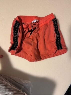 Givenchy Coral-Orange Logo Tape Kids Shorts